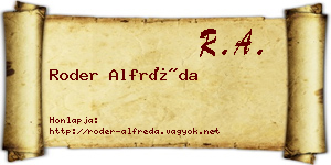Roder Alfréda névjegykártya